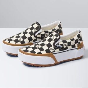 Vans Checkerboard Slip On Stacked Low Top Platform Sneakers